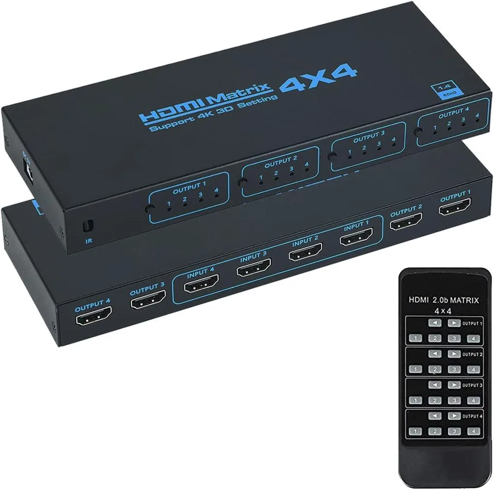 Jansicotek Jansicotek 4x4 HDMI Matrix Switch 4K@30Hz 10.2Gbps Black — product photo