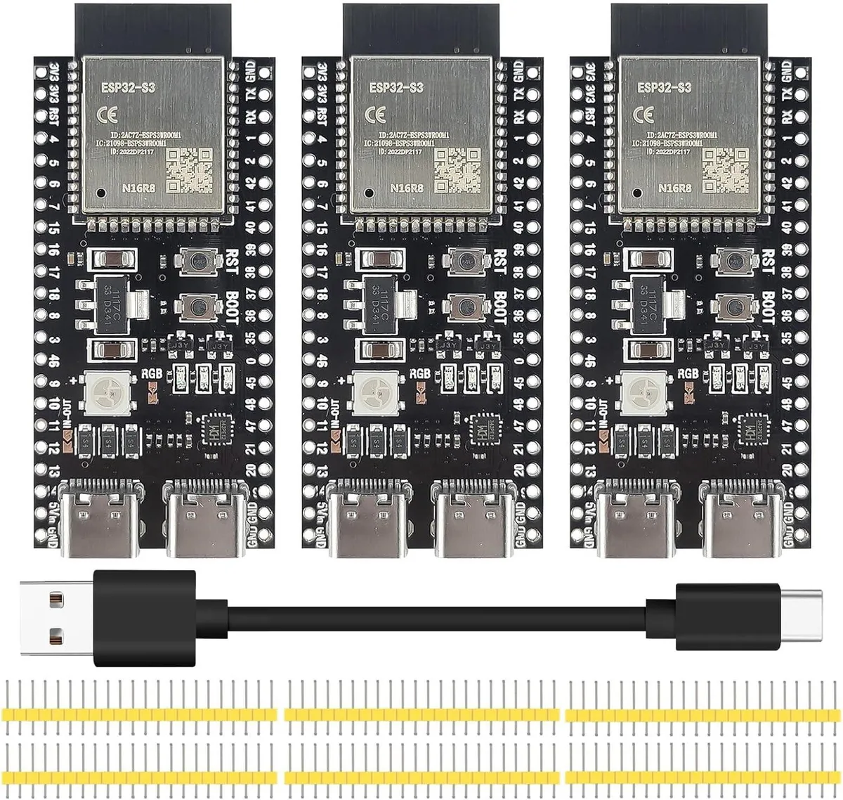 MCDODO MCDODO ESP32-S3 DevKitC-1 N16R8 44Pin 8M PSRAM 3pcs 50cm cable — product photo