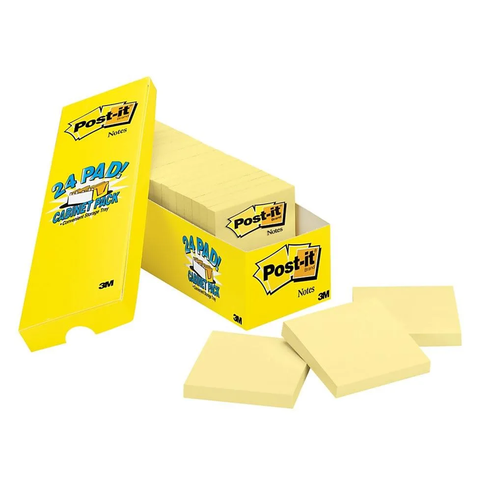 3M 3M 65424CP Sticky Notes 24 Pads 90 Sheets Canary Yellow — product photo