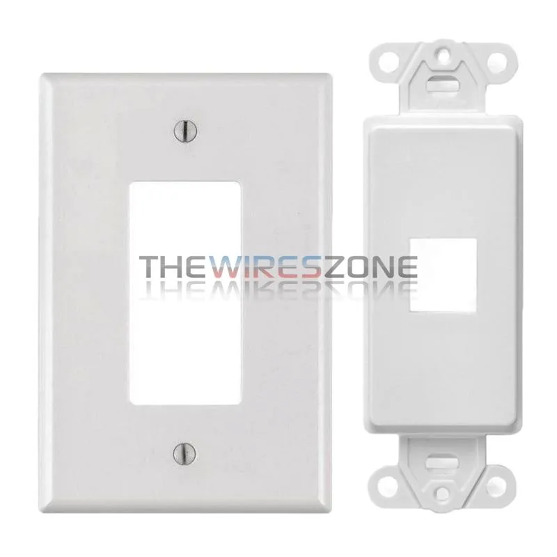The Wires Zone The Wires Zone White 1-Port Decora Keystone Snap-in Wall Insert Cover Plate 15mm x 16mm — product photo