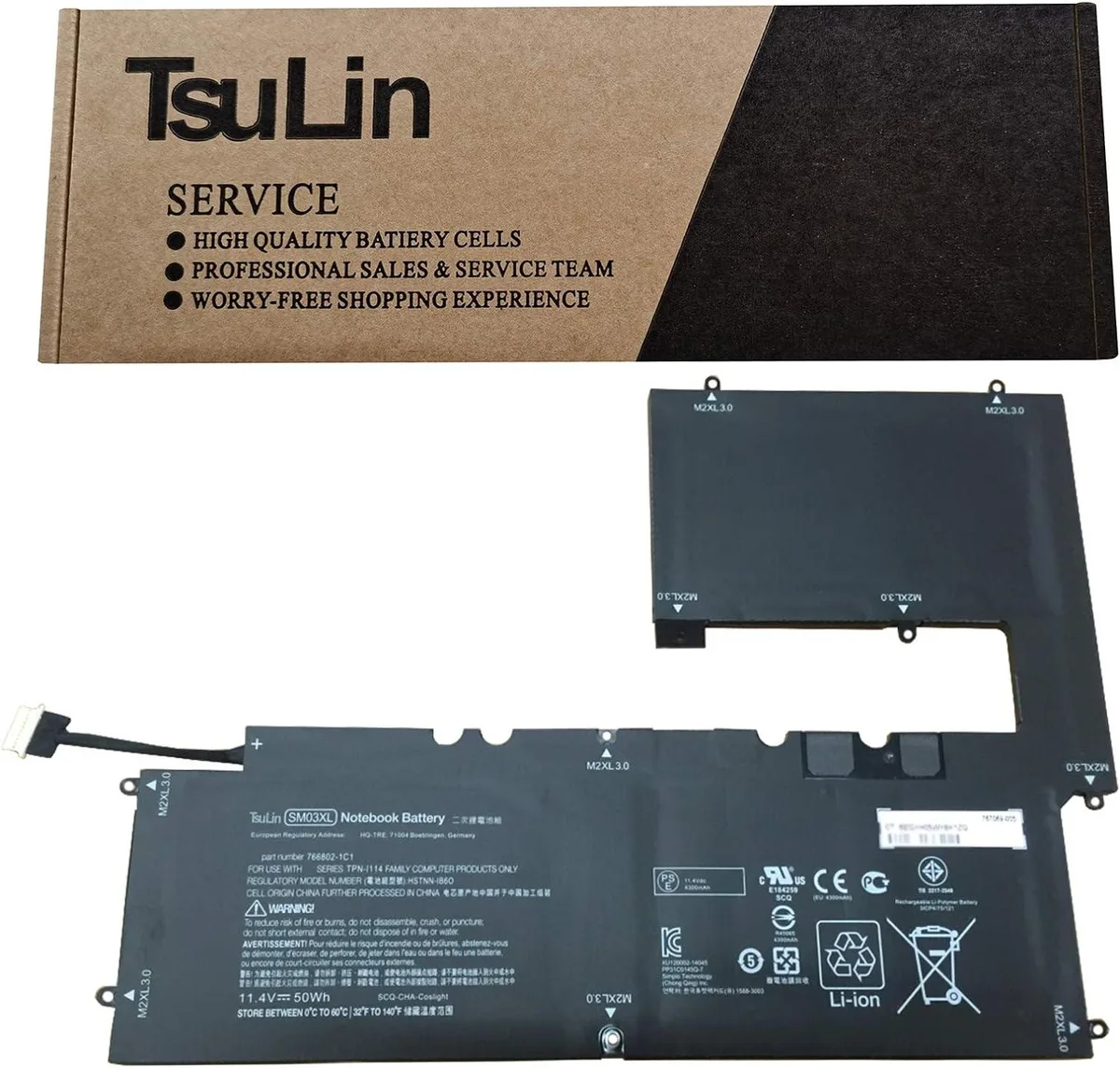 NShi NShi HSTNN-IB6O/SM03XL laptop battery 11.4V 50Wh 4300mAh — product photo