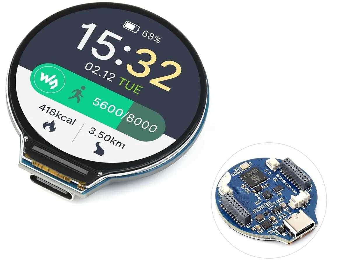 LORDWORLD LORDWORLD RP2350 Development Board 1.28in 240×240 65K 6-axis — product photo