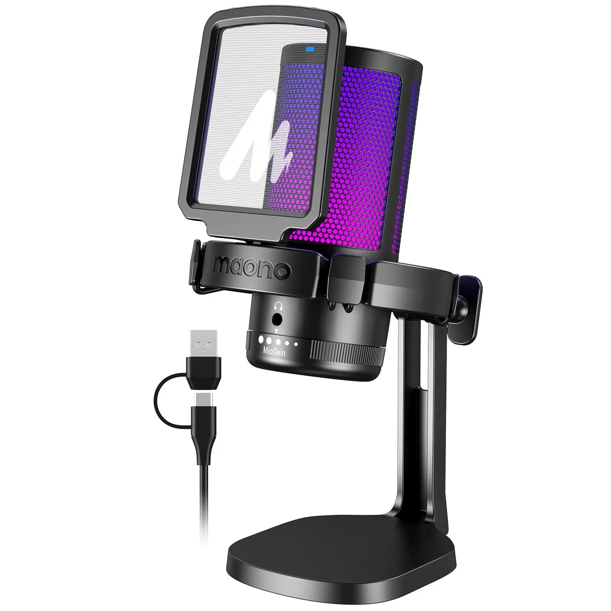  Maono DGM20 USB Gaming Microphone with RGB, Mute, Gain, Noise Cancellation — product photo
