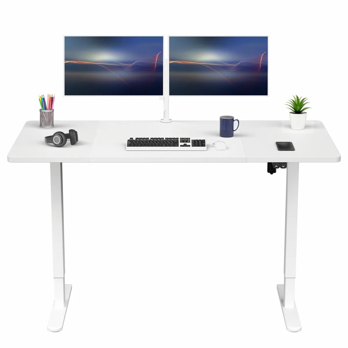 VIVO VIVO Electric 60 x 30 Stand Up Desk White Top White Frame — product photo