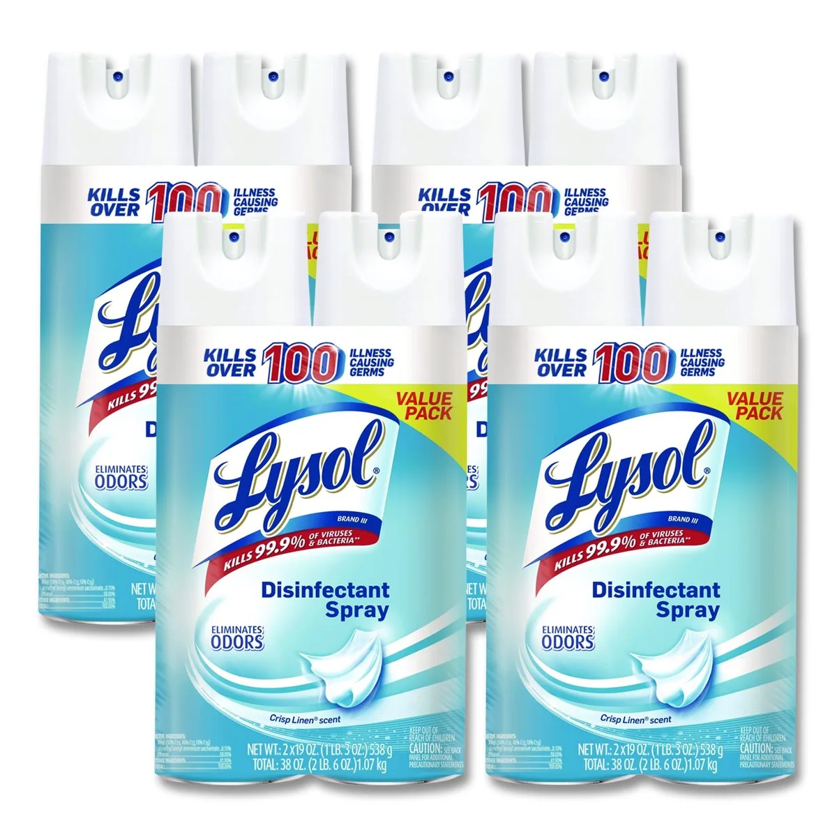 Two 19 oz aerosol cans with crisp linen scent