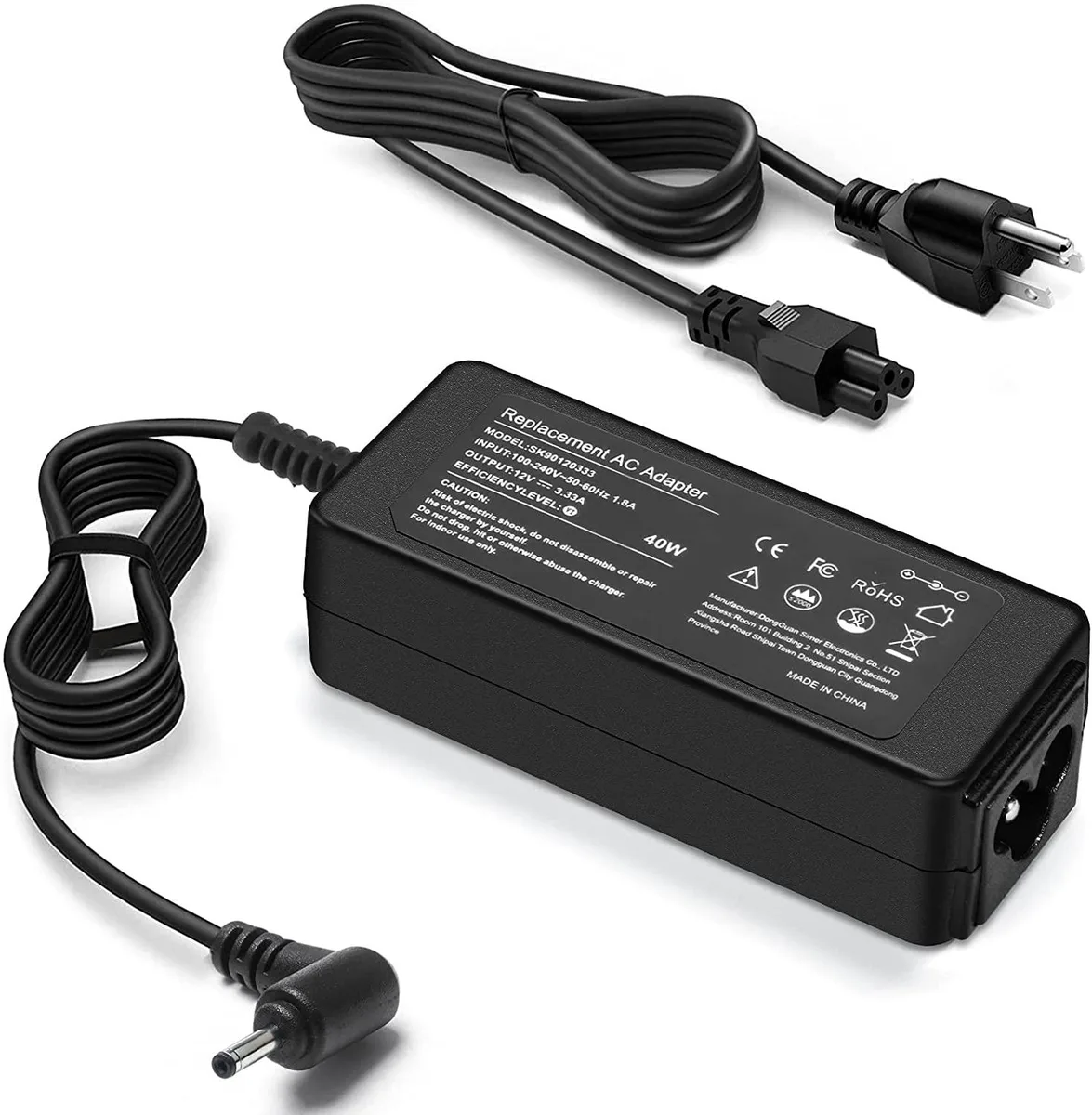 myVolts myVolts 40W AC Adapter 12V 3.33A 2.5x0.7mm for Samsung Chromebook 2 3 ATIV — product photo