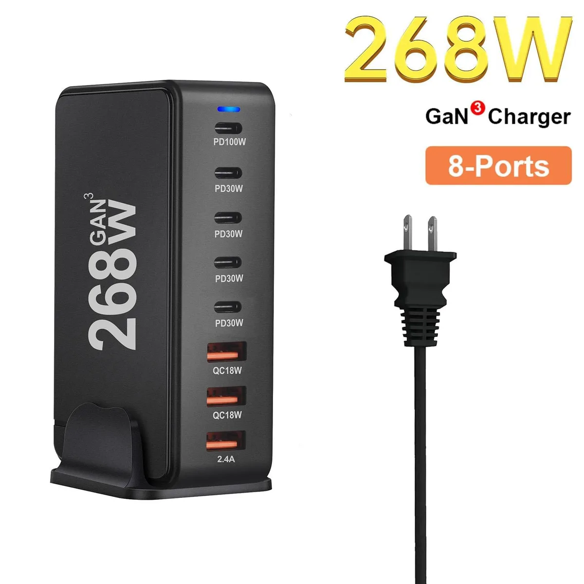 LUOM LUOM GAN268W 8-Port GaN Desktop Charger 268W Black — product photo