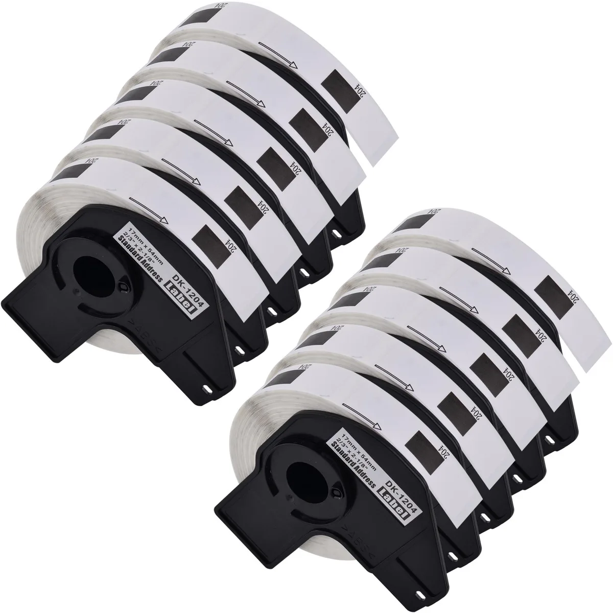 GREENCYCLE GREENCYCLE DK-1204 Label Rolls 10 Pack 2/3" x 2-1/8" 400 Labels/Roll with Cartridge Frame — product photo