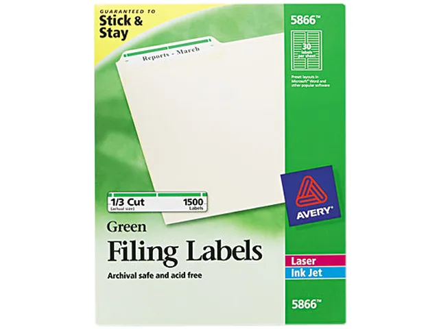 Avery Avery 5866 File Folder Labels Green Border 1500/Box — product photo