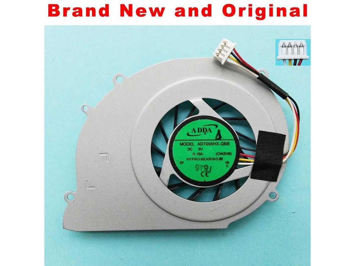 Small black laptop CPU cooling fan with four-wire connector