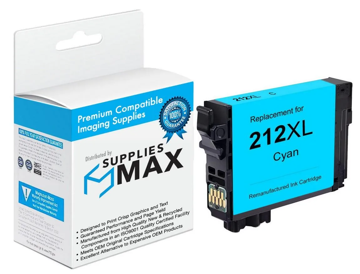 SuppliesMax SuppliesMax EPST212XL220-S Cyan High Yield Inkjet Cartridge 350 Pages — product photo