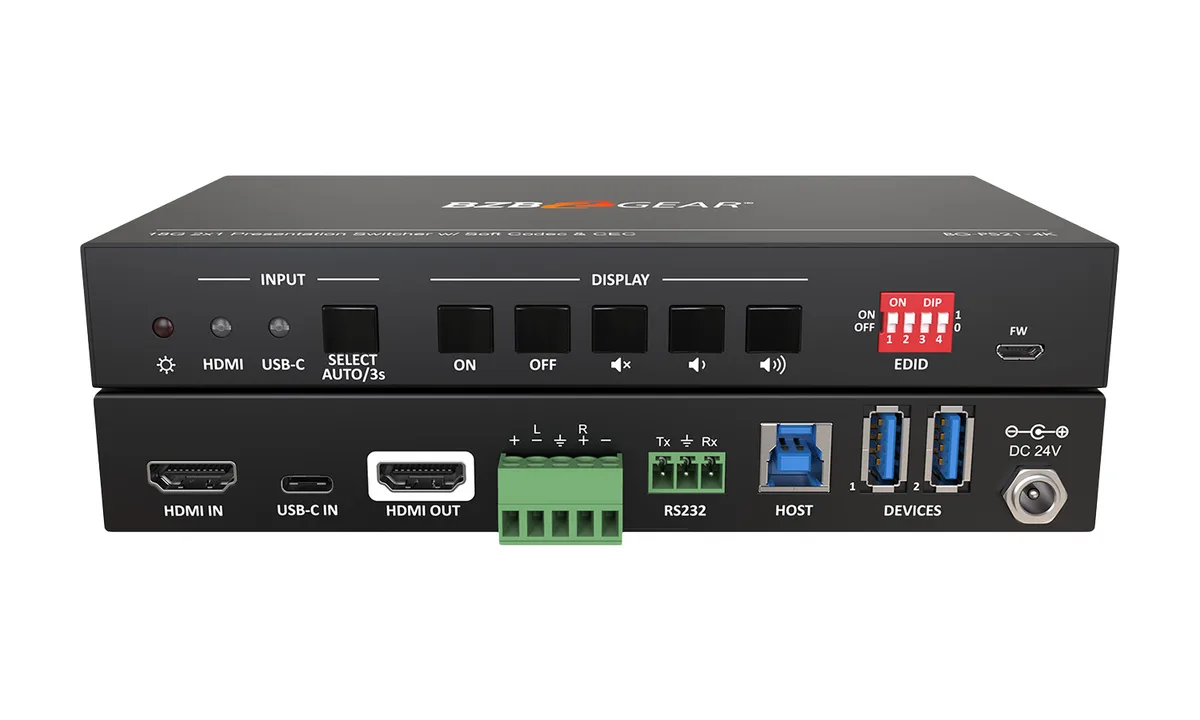 BZBGEAR BZBGEAR BG-PS21-4K 2-Port 4K 60Hz KVM Presentation Switcher — product photo