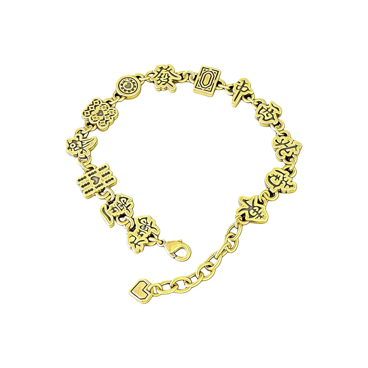  sunglnl Mahjong Bead Hand Chain Bracelet Gold Black Chain 20g — product photo