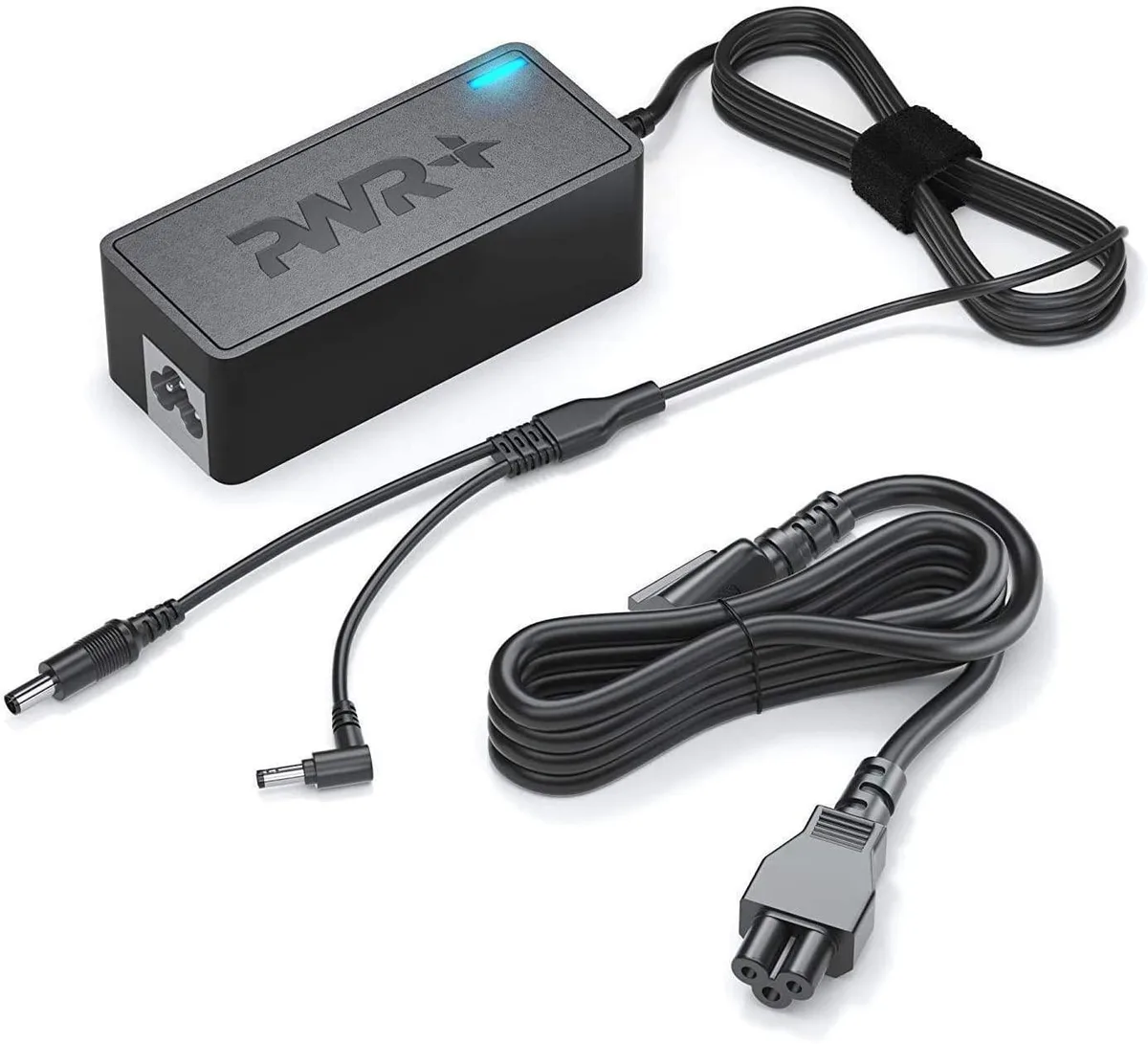 Rectangular black AC adapter with 12 ft power cord
