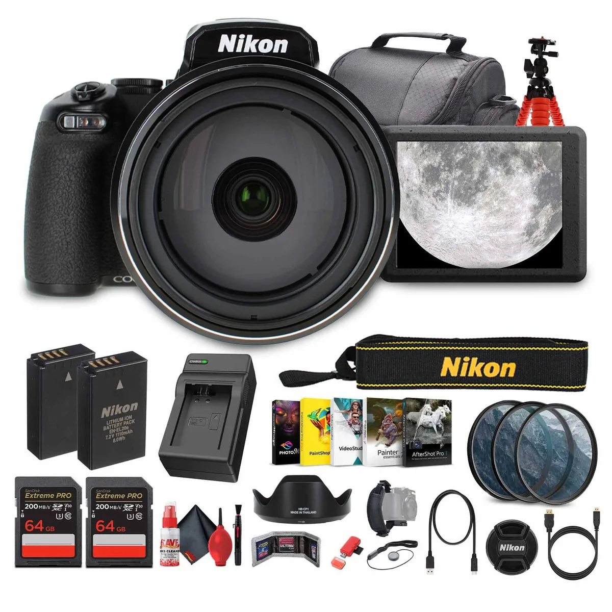 Nikon Inc Nikon COOLPIX P1100 125x Zoom Camera Kit with Software &amp; Accessories — product photo