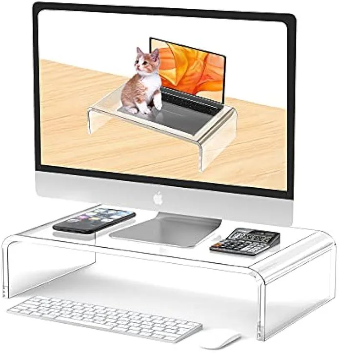 TAURKENAM TAURKENAM Acrylic Monitor Stand Riser 10-36 inch 55 lb office equipment — product photo