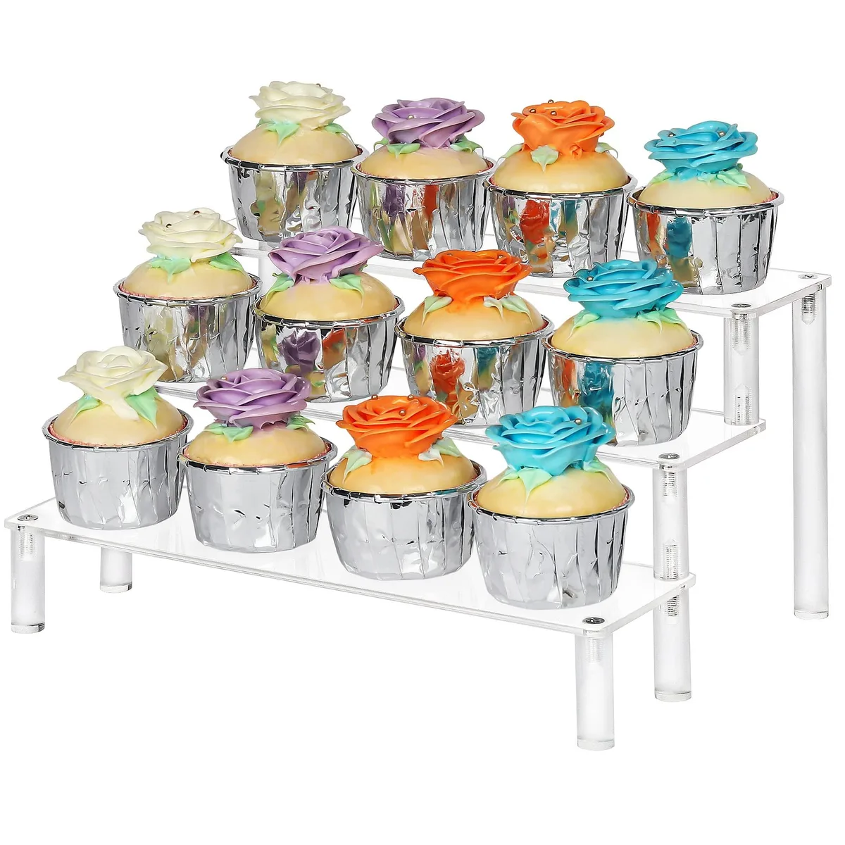  YestBuy 3 Tier Cupcake Stand 12 Cupcakes 14.33in W x 12.83in H x 9.06in D Black — product photo