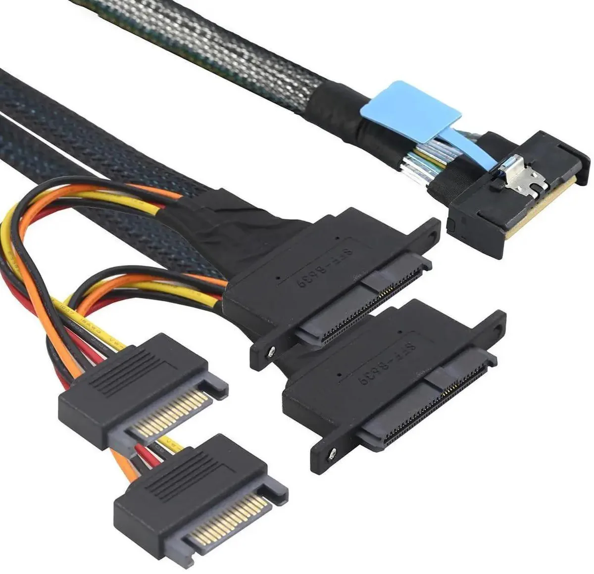 SMUGDESK SMUGDESK PCIe 5.0 MCIO 8i 74Pin to Dual SFF8639 Cable with 15Pin Power, 1M — product photo