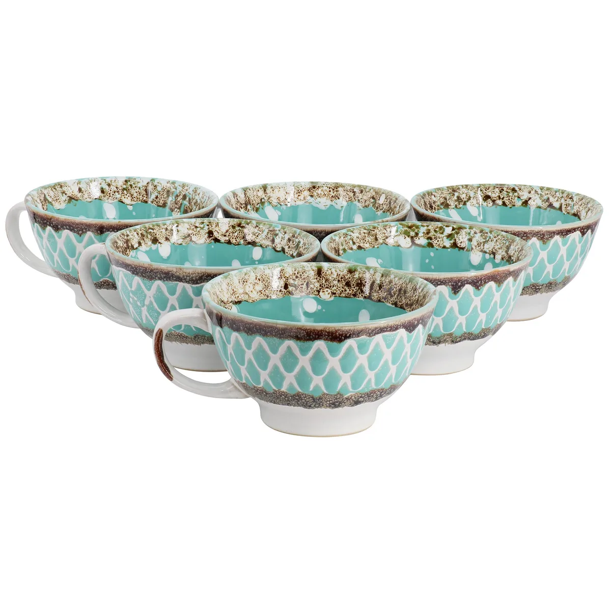 Gibson Gibson Meritage Otis 6 Piece 27 oz Stoneware Soup Bowl Set Turquoise — product photo