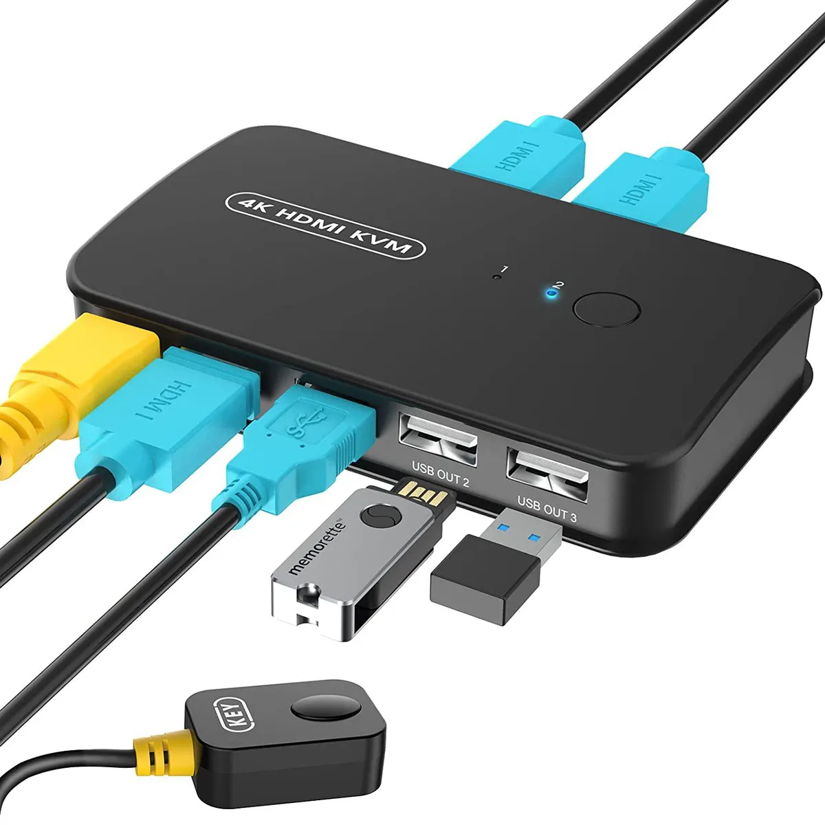FOCUSTEC FOCUSTEC 2-Port USB HDMI KVM Switch 4K@30Hz with Wired Remote — product photo
