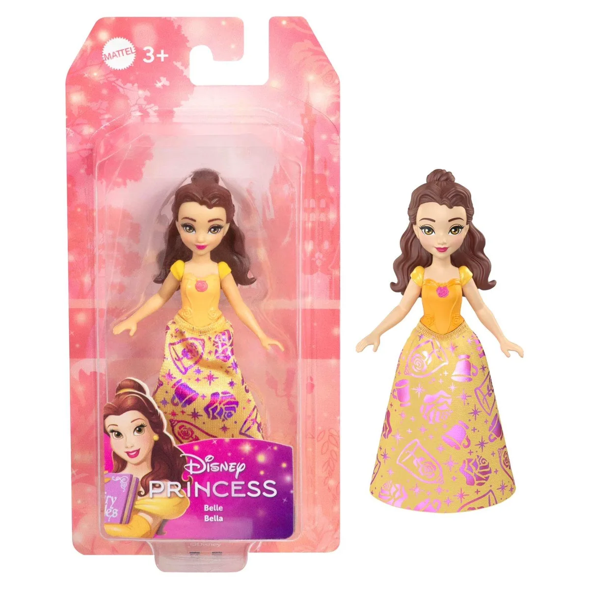 Mattel Wheels Mattel Wheels Disney Princess Belle Posable Small Doll Yellow 3.5 inches — product photo
