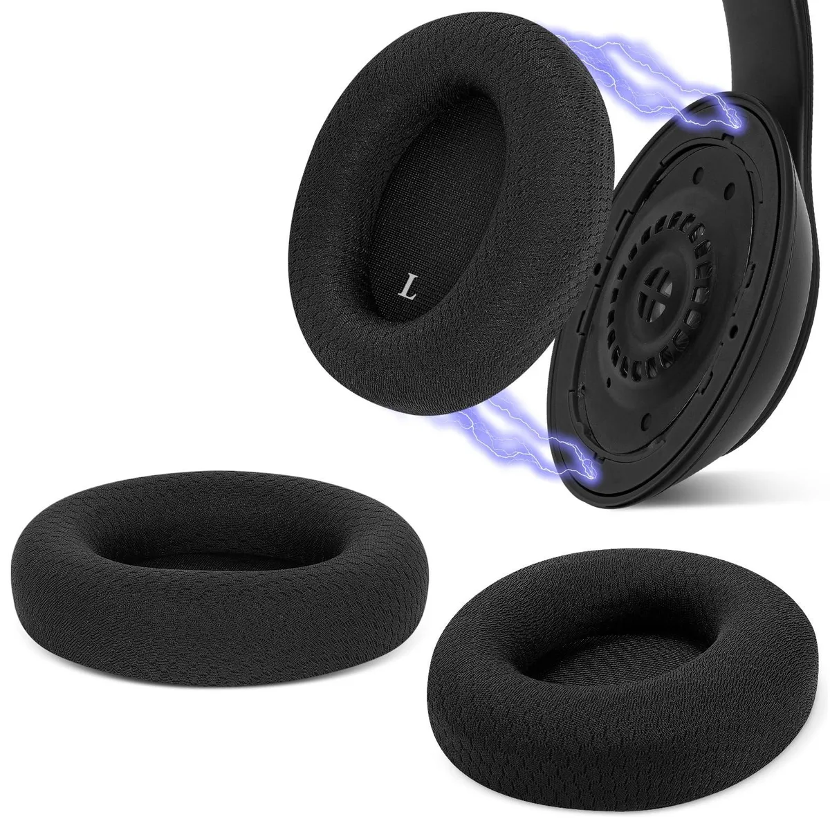 Geekria Geekria SNAP Replacement Ear Pads Kit Mesh Fabric Black 1 Pair — product photo