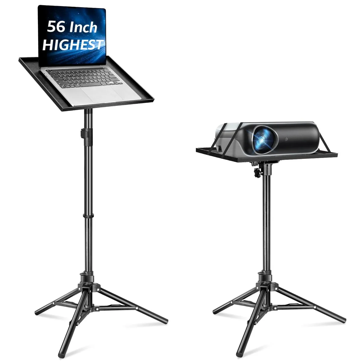 Lusweimi H52P Projector Stand Tripod 56 Inch Tray 16x11 Black — product photo