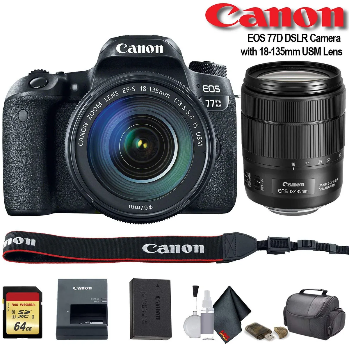 Canon International Canon International EOS 77D DSLR Camera 18-135mm USM Lens Starter Bundle — product photo