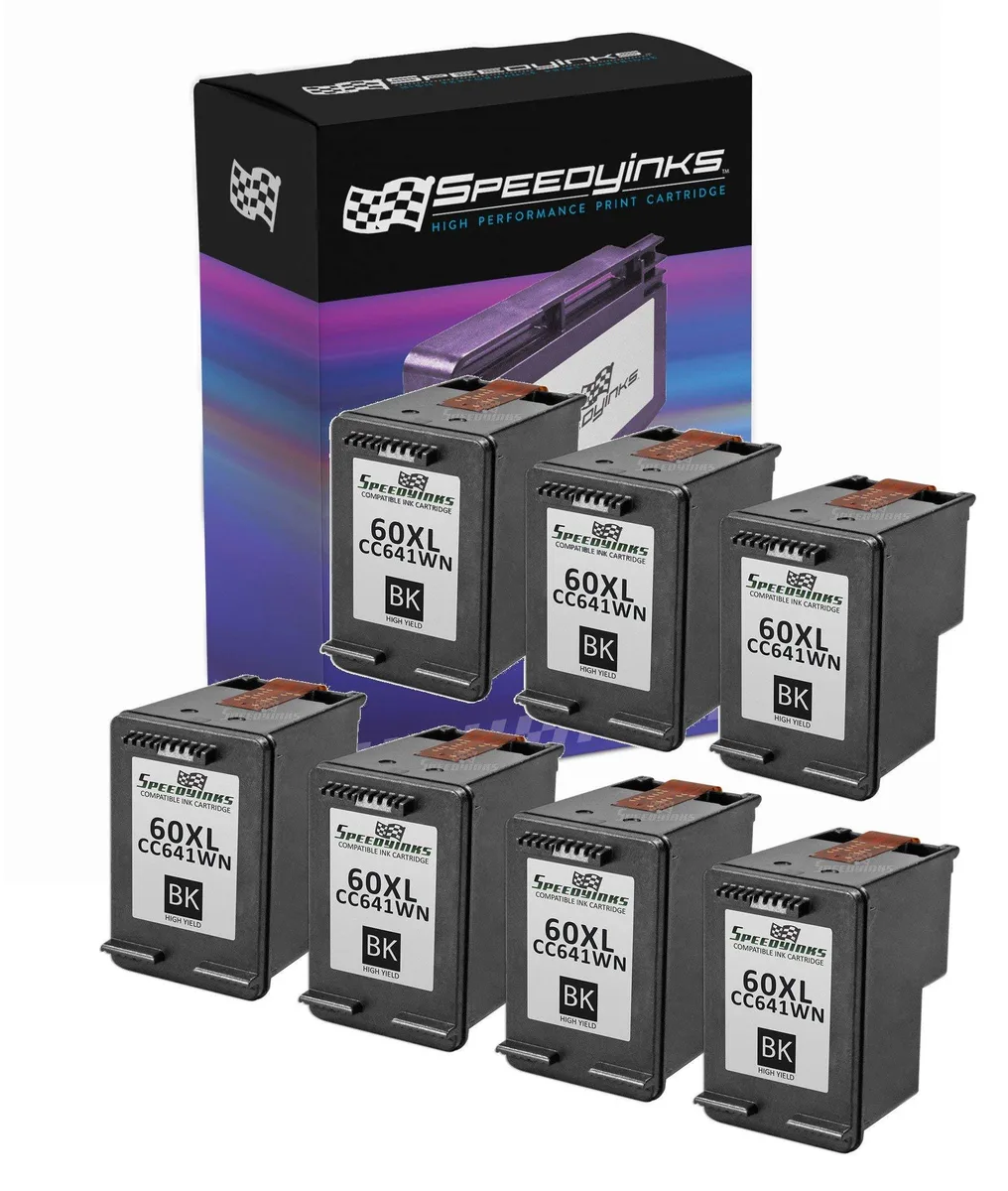 SpeedyInks SpeedyInks HP 60XL High Yield Black 7-Pack Ink Cartridges (Genuine Brands) — product photo