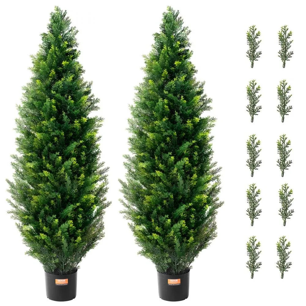 VEVOR VEVOR Artificial Cedar Topiary Tree 48 in 2 pcs with Extra Leaves &amp; Pot — product photo