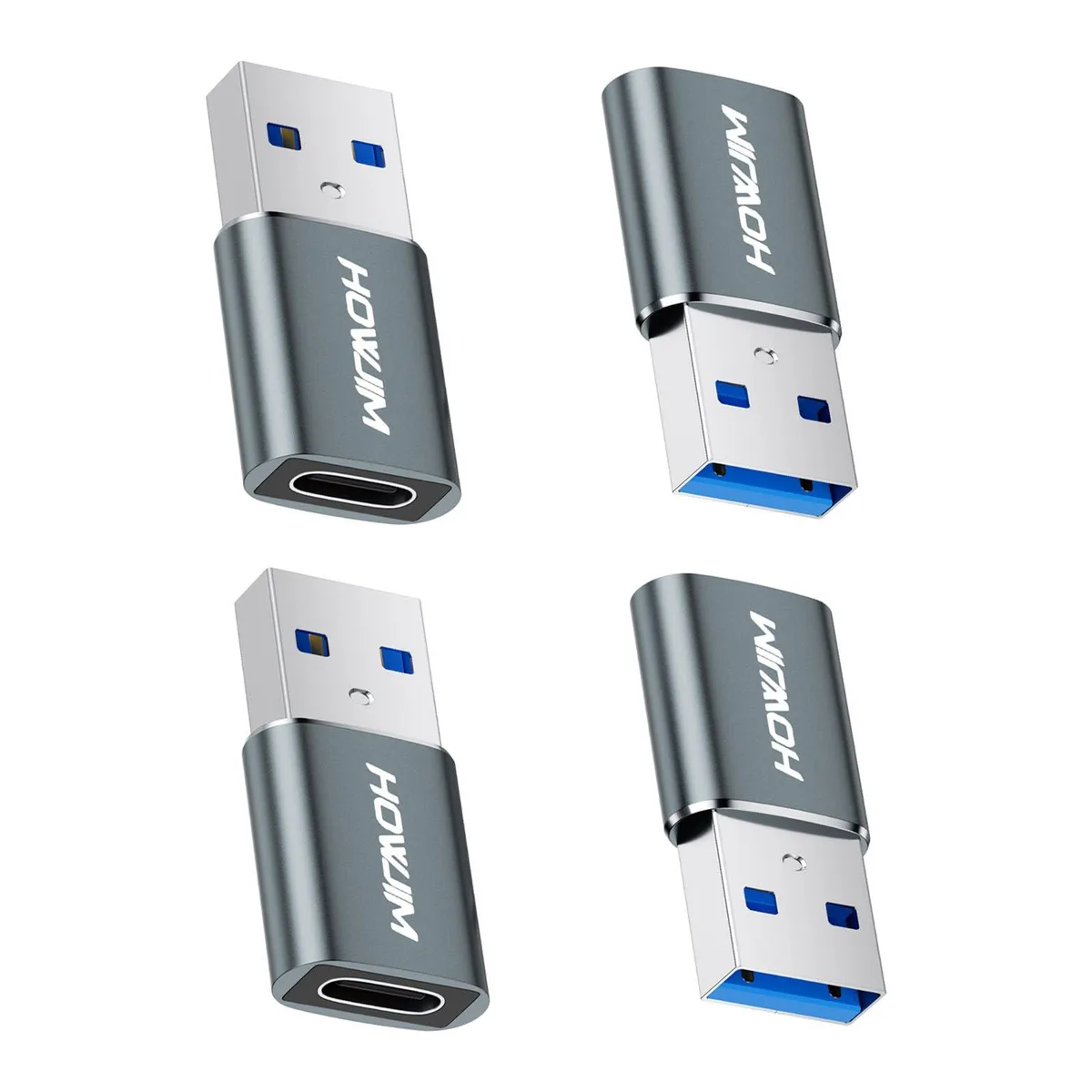  HOWJIM A172 USB-C to USB-A adapter 4-pack gray — product photo