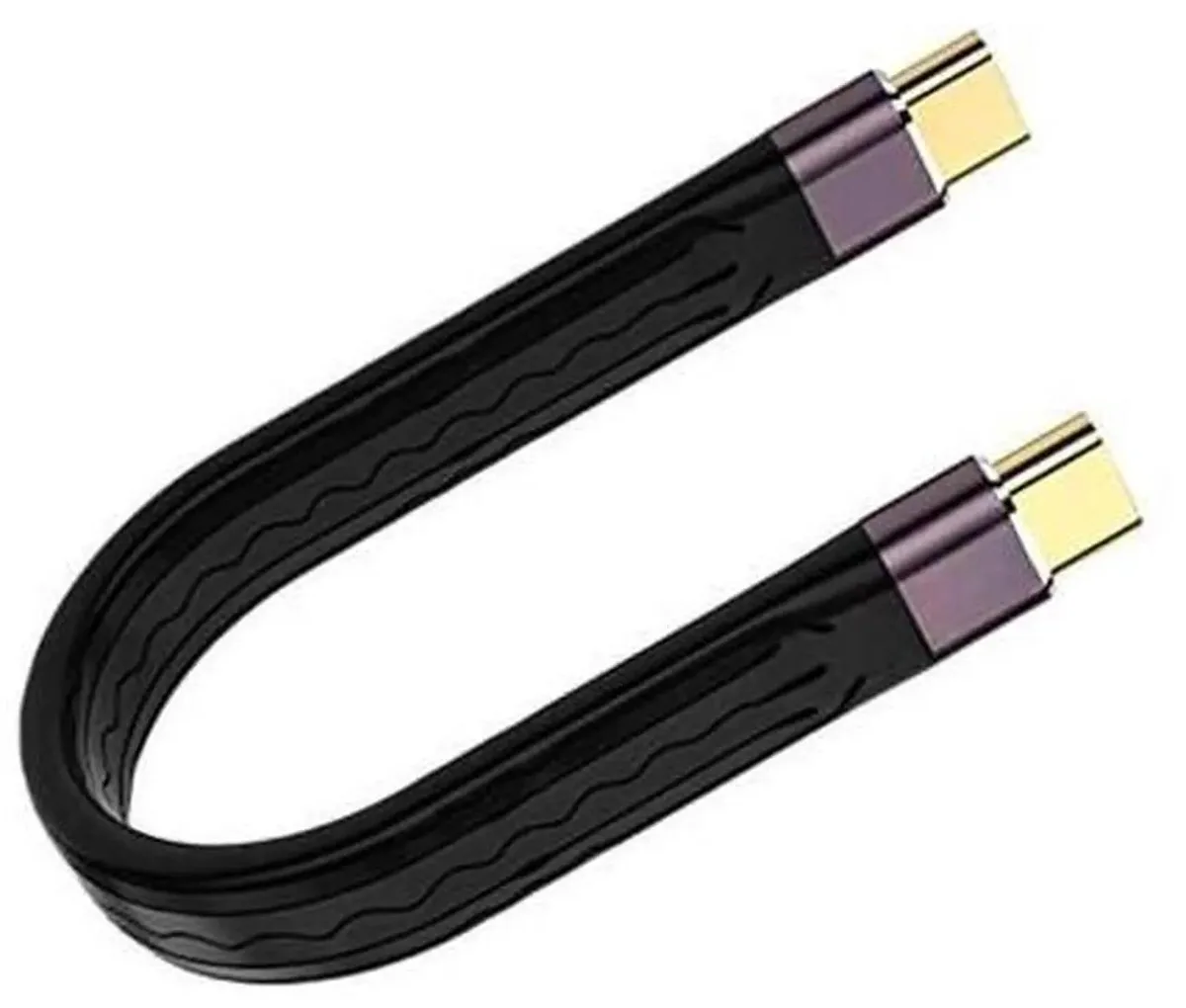 Short 0.4ft USB-C to USB-C cable with flexible sheath and reinforced ends