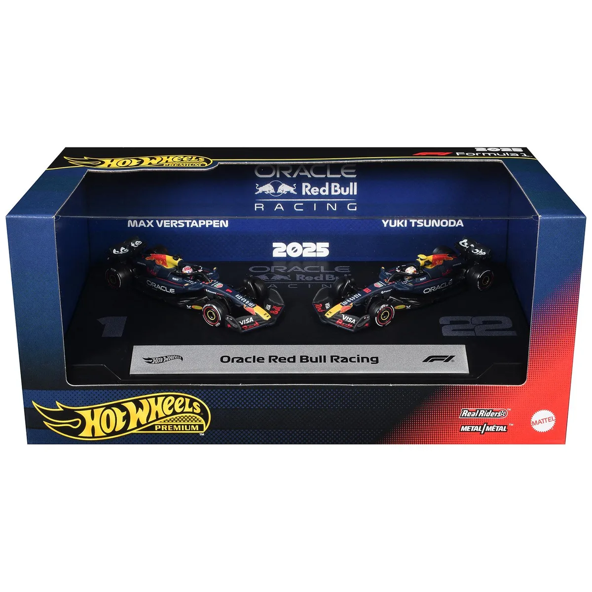Hot Wheels Hot Wheels Oracle Red Bull Racing 2025 2-Piece Set #1 Max Verstappen #22 Yuki Tsunoda hobby collectible — product photo