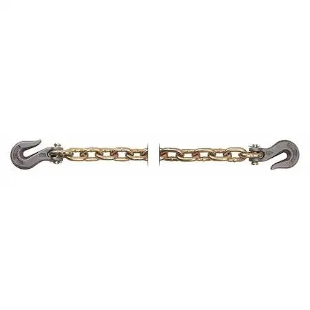 Gold chromate finished Grade 70 transport chain, 10 ft length with grab hook