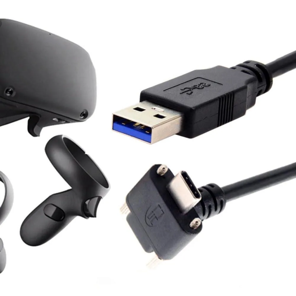 Fervit Fervit Up Angled USB 3.1 Type-C Dual Screw Locking to USB 3.0 Cable 90 Degree 2.0M — product photo