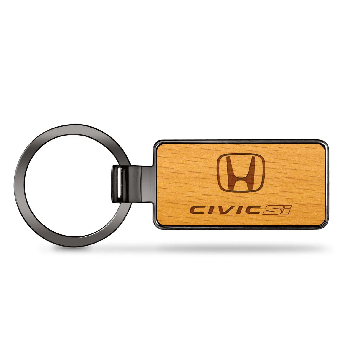 iPick Image, LLC iPick Image, LLC Honda Civic Si Laser Engraved Maple Wood Gunmetal Frame Key Chain — product photo