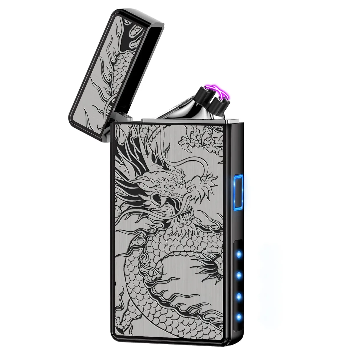  TOPKAY Electric Lighter Gold Zinc USB Rechargeable Arc Windproof Flameless — product photo