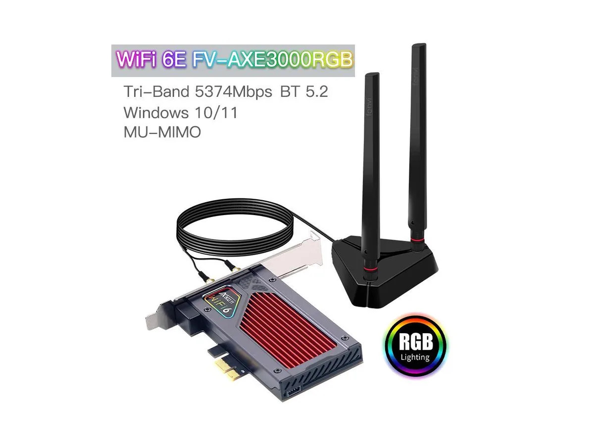 Mickey Technology Mickey Technology FV-EAX3000RGB Wi-Fi 6E PCI-E adapter with Bluetooth 5.2 — product photo