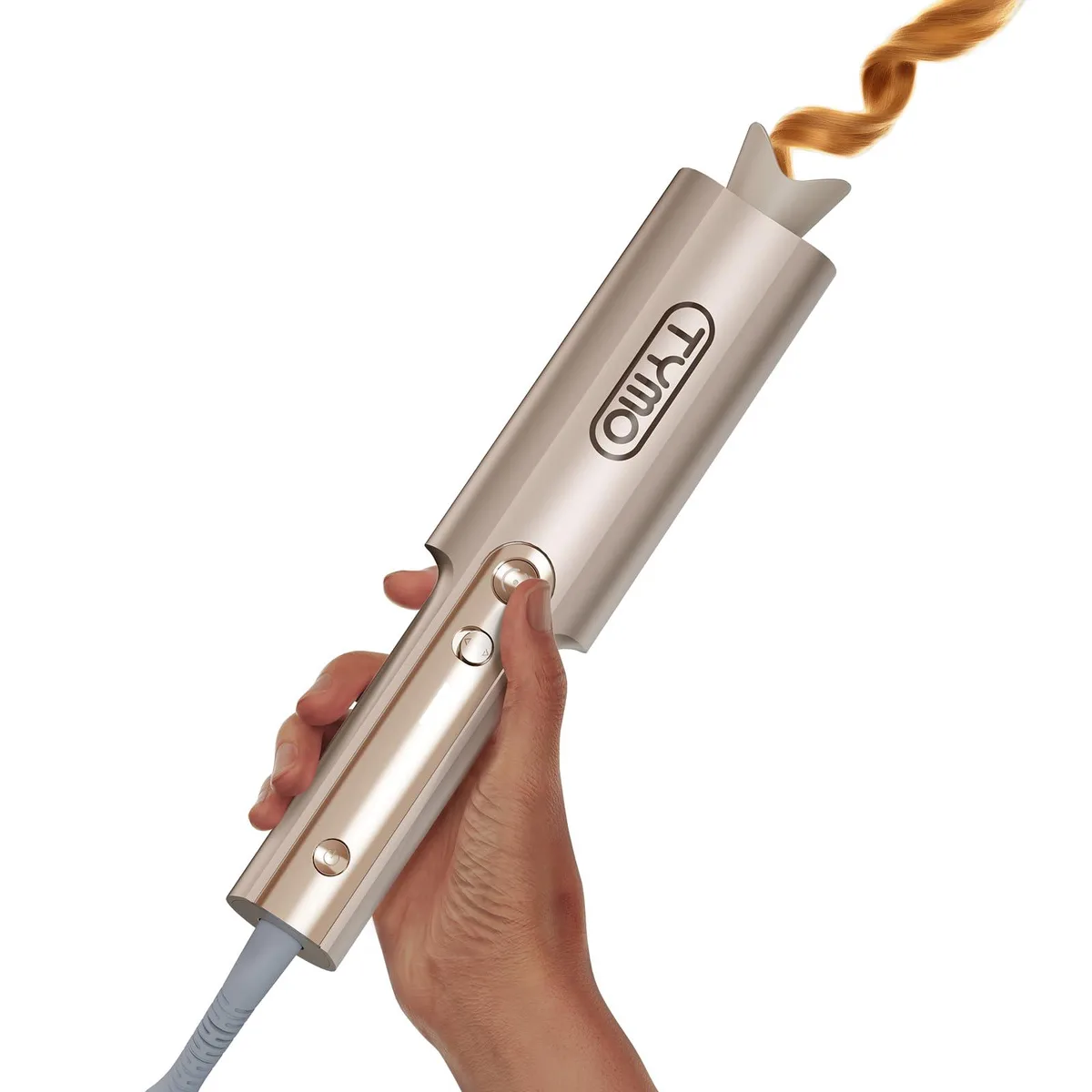Gold automatic rotating curling iron with long 1 inch barrel