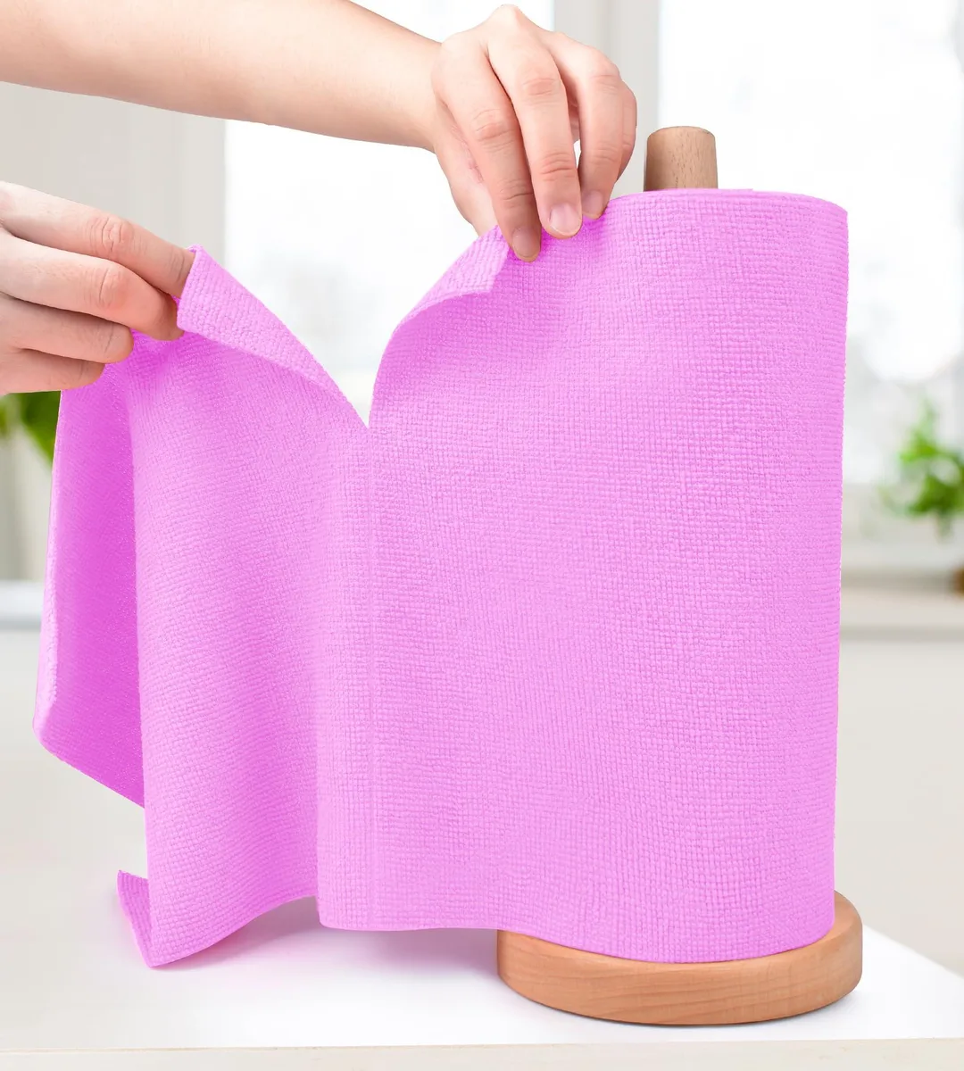 Light purple microfiber cloth roll, 20 tear-away sheets, 9.8 inch squares