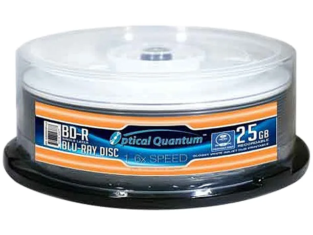 VinPower VinPower OQBDR06GWIP-H-25 25GB 6X BD-R Gloss White Inkjet Printable 25 Pack blu-ray media — product photo