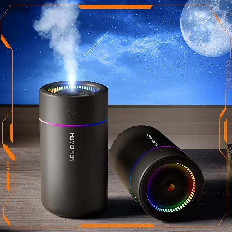 Small black USB desktop humidifier with breathing light