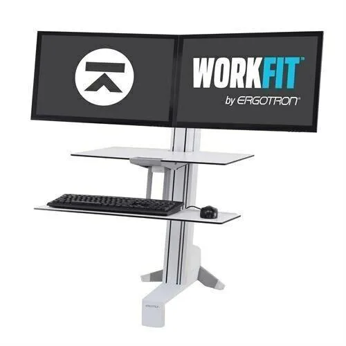 Ergotron Ergotron 33-349-211 WorkFit-S Dual Workstation with Worksurface White Front Clamp office furniture — product photo