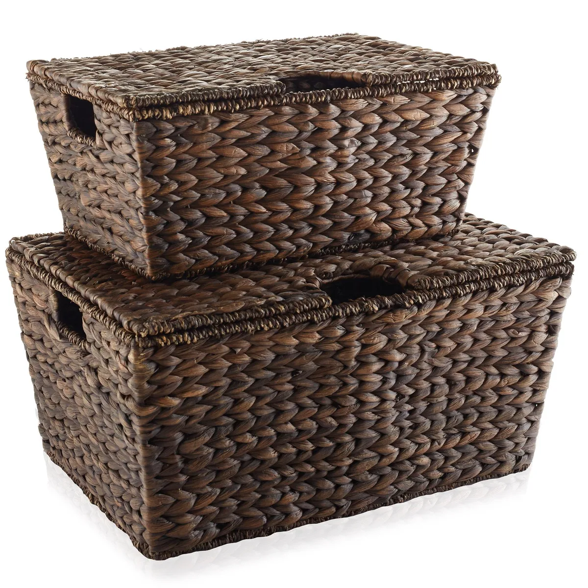 Casafield Casafield Water Hyacinth Storage Baskets with Lids Medium Large Set of 2 — product photo