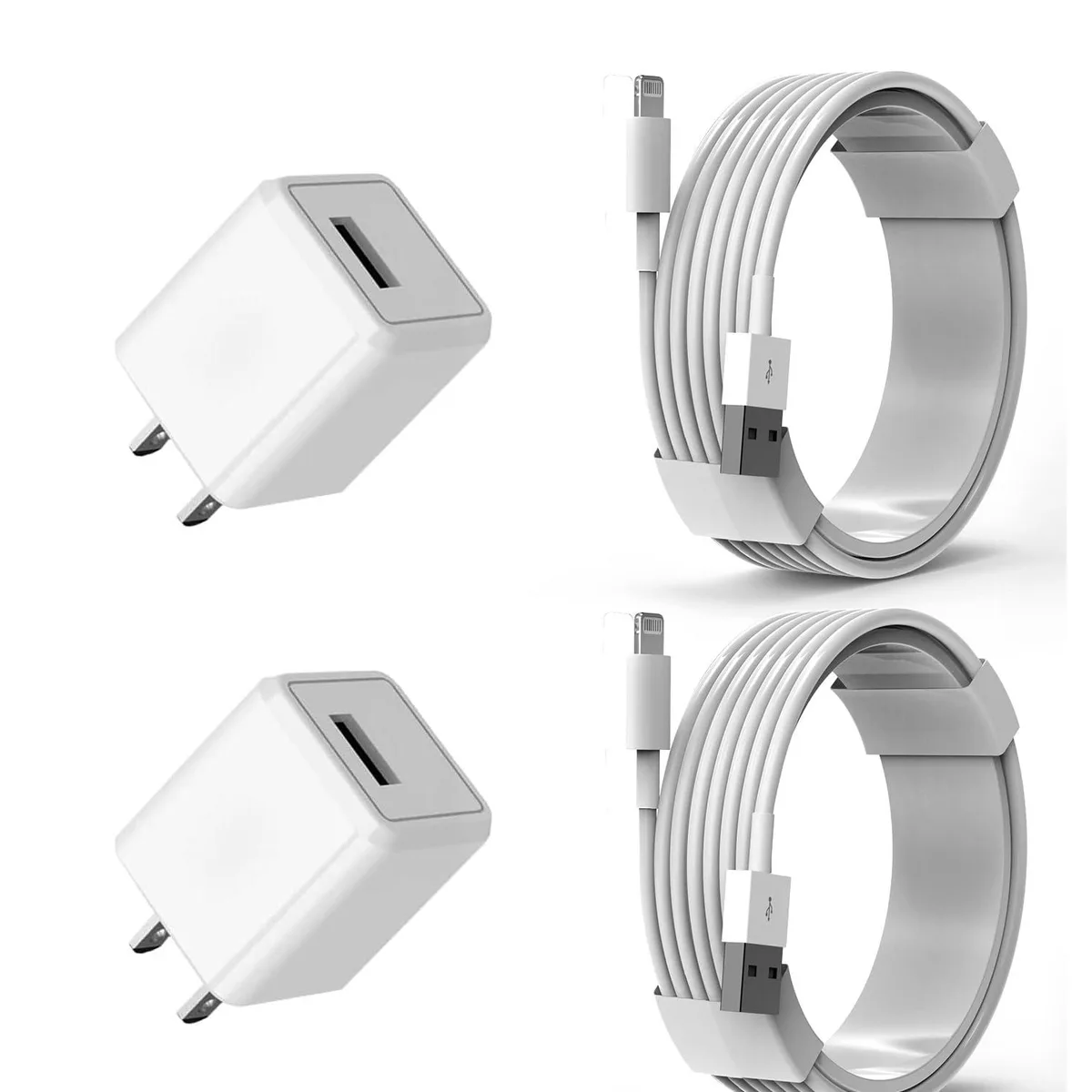KEHIPI KEHIPI HXF-1 2-Pack 3.3ft Lightning Cable with USB Wall Charger White — product photo