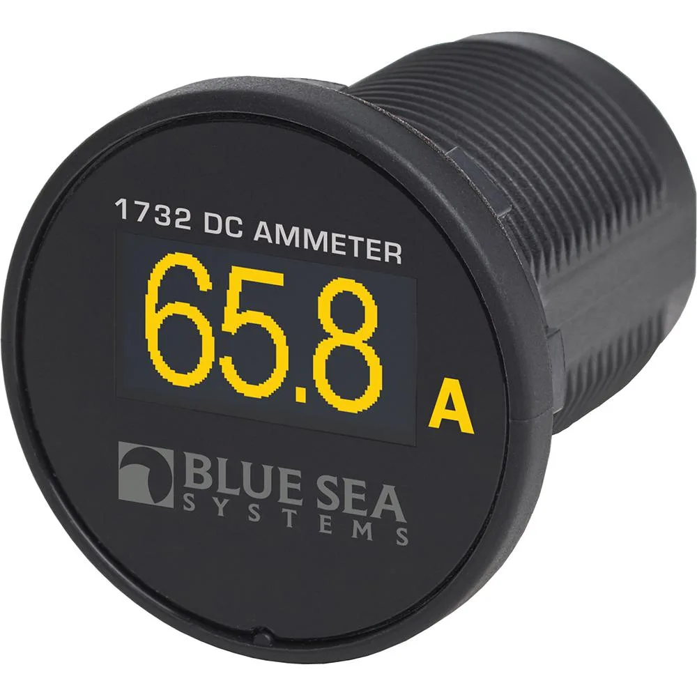 Compact round marine ammeter with a bright OLED display face
