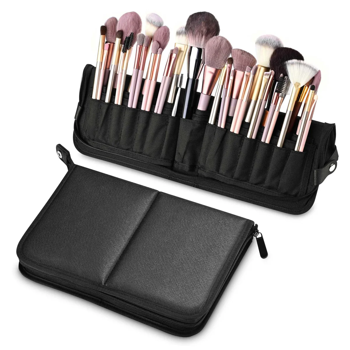Yescom USA, Inc. Yescom USA, Inc. 12MKC044-30H-06 luggage cosmetic case black 14 large 15 small holes 40-60 brushes — product photo