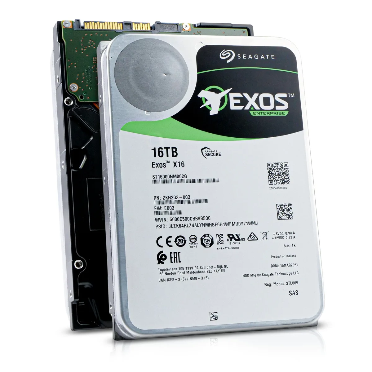 Seagate Seagate Exos X16 ST16000NM002G 16TB SAS 12Gb/s 7200 RPM 256MB 3.5in internal hard drive — product photo