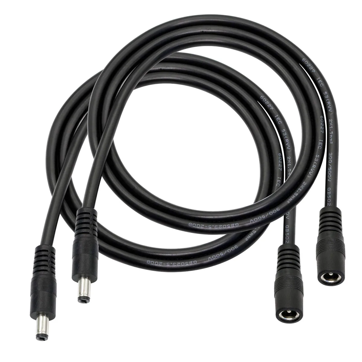  GINTOOYUN FQL2021109 5.5mm x 2.1mm DC Power Extension Cord 3FT 18AWG 2PCS — product photo