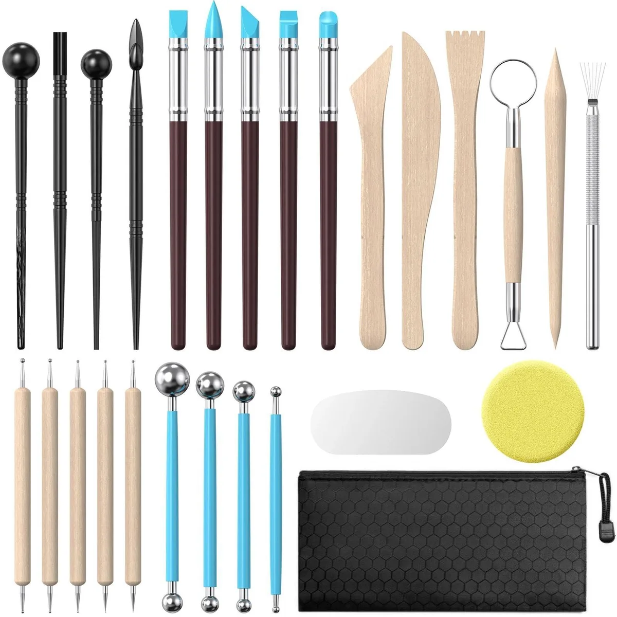  YEYETUO 001 27-piece clay tool kit — product photo